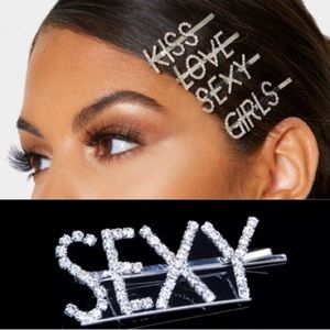 Sexy / Word Rhinestone Silver Hair Bobby Pin